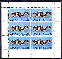 Nagaland 1969 Flying Squirrel 10c complete perf sheetlet of 6 values (from Wildlife definitive set) unmounted mint, stamps on , stamps on  stamps on animals, stamps on  stamps on squirrels