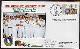 Great Britain 1999 illustrated cover for Bunbury CC v Phil Tufnells World XI with special Cricket cancel, stamps on sport, stamps on cricket