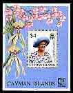 Cayman Islands 1995 95th Birthday of Queen Mother perf m/sheet unmounted mint, SG MS 810, stamps on royalty, stamps on queen mother, stamps on orchids