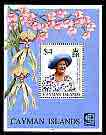 Cayman Islands 1995 95th Birthday of Queen Mother perf m/sheet unmounted mint, SG MS 810, stamps on , stamps on  stamps on royalty, stamps on  stamps on queen mother, stamps on  stamps on orchids