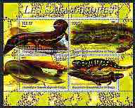 Congo 2004 Salamanders perf sheetlet containing 4 values cto used, stamps on animals