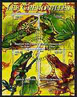 Congo 2004 Frogs (Les Grenouilles) perf sheetlet containing 4 values cto used, stamps on animals, stamps on amphibians, stamps on frogs