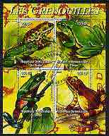 Congo 2004 Frogs (Les Grenouilles) perf sheetlet containing 4 values cto used, stamps on , stamps on  stamps on animals, stamps on  stamps on amphibians, stamps on  stamps on frogs