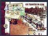 Cuba 2004 Trams perf m/sheet cto used (showing Currency & Notes) SG MS 4736, stamps on transport, stamps on trams, stamps on money, stamps on banknotes