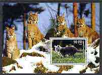 Djibouti 2004 Cats #1 (Domestic & Big cats) perf m/sheet, fine cto used, stamps on cats