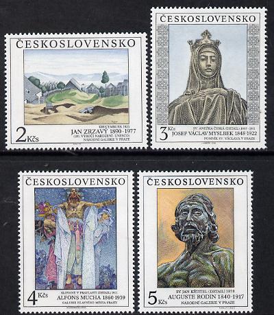 Czechoslovakia 1990 Art (25th issue) set of 4 unmounted mint, SG 3044-47, stamps on , stamps on  stamps on arts, stamps on rodin