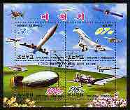 North Korea 2004 Aviation perf sheetlet containing set of 4 values cto used, stamps on aviation, stamps on concorde, stamps on airships, stamps on zeppelins, stamps on flying boats, stamps on 