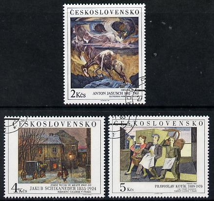 Czechoslovakia 1989 Art (24th issue) set of 3 fine cds used, SG 3000-02, stamps on , stamps on  stamps on arts