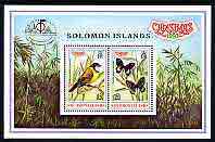 Solomon Islands 1997 Christmas & Bangkok 97 perf m/sheet containing 2 values unmounted mint, SG MS 902, stamps on christmas, stamps on birds, stamps on butterflies, stamps on stamp exhibitions