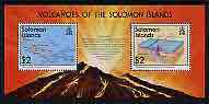 Solomon Islands 1994 Volcanoes perf m/sheet containing 2 values, unmounted mint, SG MS 816, stamps on , stamps on  stamps on volcanoes, stamps on  stamps on , stamps on  stamps on maps