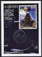 Uzbekistan 2001 A History of the Steam Train #2 perf m/sheet with Rotary Logo, fine cto used, stamps on , stamps on  stamps on railways, stamps on  stamps on rotary