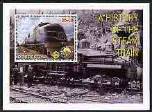 Uzbekistan 2001 A History of the Steam Train #3 perf m/sheet with Rotary Logo, fine cto used, stamps on , stamps on  stamps on railways, stamps on  stamps on rotary