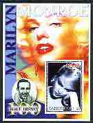 Uzbekistan 2002 Marilyn Monroe & Walt Disney Centenary #01 perf m/sheet, fine cto used, stamps on films, stamps on cinema, stamps on entertainments, stamps on music, stamps on personalities, stamps on marilyn monroe, stamps on disney