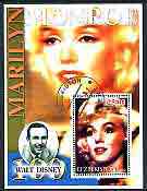 Uzbekistan 2002 Marilyn Monroe & Walt Disney Centenary #05 perf m/sheet, fine cto used, stamps on films, stamps on cinema, stamps on entertainments, stamps on music, stamps on personalities, stamps on marilyn monroe, stamps on disney