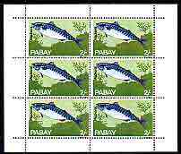 Pabay 1969 Fish 2s (Mackerel) complete perf sheetlet of 6 unmounted mint, stamps on fish