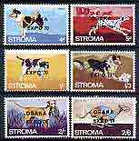 Stroma 1970 Dogs perf set of 6 each opt'd 'Osaka Expo 70' unmounted mint, stamps on dogs, stamps on expo