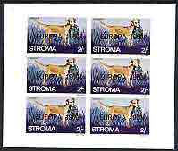 Stroma 1969 Dogs 2s (Labrador) complete imperf sheetlet of 6 opt