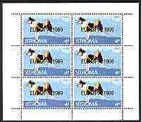 Stroma 1969 Dogs 4d (Husky) complete perf sheetlet of 6 with 'Europa 1969' opt unmounted mint, stamps on dogs, stamps on europa