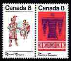 Canada 1976 Canadian Indians (Algonkians) 8c se-tenant pair unmounted mint, SG 733a, stamps on , stamps on  stamps on cultures, stamps on  stamps on indians, stamps on  stamps on costumes