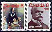 Canada 1975 Canadian Celebrities set of 2 unmounted mint SG 805-806, stamps on personalities, stamps on churches