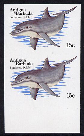 Antigua 1983 Whales15c (Dolphin) unmounted mint imperf pair (as SG 788)