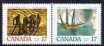 Canada 1979 Canadian Writers (3rd series) se-tenant pair unmounted mint, SG 940a, stamps on literature, stamps on ships