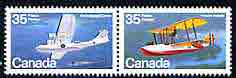 Canada 1979 Vickers Vedette & Consolidated PBY-5A Canso in se-tenant pair unmounted mint, from Canadian Aircraft (1st Series) SG 968a, stamps on aviation