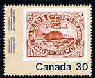 Canada 1982 Beaver 1851 3c on 30c unmounted mint from 'Canada 82' International Philatelic Youth Exhibition set of 5 , SG 1037*, stamps on stamp exhibitions, stamps on stamp on stamp, stamps on animals, stamps on beaver, stamps on stamponstamp
