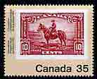 Canada 1982 RCMP 1935 10c on 35c unmounted mint from 'Canada 82' International Philatelic Youth Exhibition set of 5 , SG 1039*, stamps on stamp exhibitions, stamps on stamp on stamp, stamps on horses, stamps on police, stamps on stamponstamp