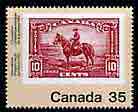 Canada 1982 RCMP 1935 10c on 35c unmounted mint from 'Canada 82' International Philatelic Youth Exhibition set of 5 , SG 1039*, stamps on , stamps on  stamps on stamp exhibitions, stamps on  stamps on stamp on stamp, stamps on  stamps on horses, stamps on  stamps on police, stamps on  stamps on stamponstamp