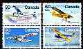 Canada 1982 Canadian aircraft (4th series) set of 4 (2 x se-tenant pairs) unmounted mint, SG 1050-53, stamps on , stamps on  stamps on aviation, stamps on  stamps on fairchild, stamps on  stamps on de havilland, stamps on  stamps on fokker, stamps on  stamps on noorduyn