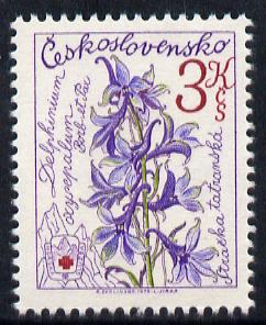 Czechoslovakia 1979 Delphinium 3k perf 11.5 (from Mountain Rescue set) unmounted mint SG 2459, stamps on flowers