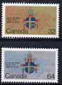 Canada 1984 Papal Visit (Pope John Paul II) set of 2 unmounted mint, SG 1126-27, stamps on religion, stamps on pope, stamps on arms, stamps on heraldry