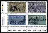 Canada 1989 50th Anniversary of Second World War (1st issue - 1939) se-tenant block of 4 unmounted mint, SG 1346-49, stamps on militaria, stamps on , stamps on  ww2 , stamps on , stamps on ships, stamps on aviation