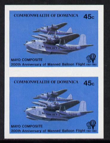 Dominica 1983 Manned Flight 45c (Mayo-Mercury Seaplane composite) imperf pair unmounted mint, as SG 853, stamps on aviation, stamps on seaplane