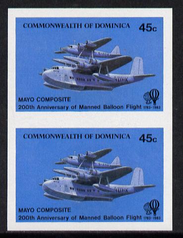 Dominica 1983 Manned Flight 45c (Mayo-Mercury Seaplane composite) imperf pair unmounted mint, as SG 853, stamps on aviation, stamps on seaplane