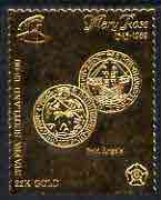 Staffa 1982 Mary Rose A38 Gold Angels embossed in 23k gold foil unmounted mint, stamps on , stamps on  stamps on ships, stamps on  stamps on history, stamps on  stamps on coins