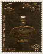 Staffa 1982 Mary Rose \A38 Candlestick embossed in 23k gold foil unmounted mint, stamps on ships, stamps on history, stamps on candles