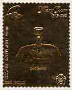 Staffa 1982 Mary Rose A38 Candlestick embossed in 23k gold foil unmounted mint, stamps on , stamps on  stamps on ships, stamps on  stamps on history, stamps on  stamps on candles