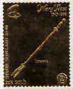 Staffa 1982 Mary Rose \A38 Linstock embossed in 23k gold foil unmounted mint, stamps on ships, stamps on history, stamps on cannons