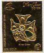Staffa 1982 Mary Rose \A38 Silver Cross embossed in 23k gold foil unmounted mint, stamps on ships, stamps on history, stamps on jewellry