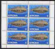 Stroma 1969 Fish 1s (Sole) with 'Europa 1969' opt complete perf sheetlet of 6 values unmounted mint, stamps on fish, stamps on europa, stamps on 