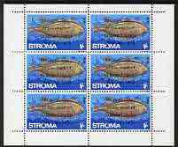 Stroma 1970 Fish 1s (Sole) with silver dot obliterating '6th' then opt'd '5th Anniversary of Death of Sir Winston Churchill' complete perf sheetlet of 6 values unmounted mint, stamps on , stamps on  stamps on fish, stamps on  stamps on churchill