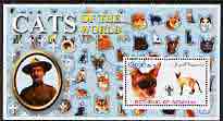 Somalia 2002 Domestic Cats of the World perf s/sheet #03 with Scout Logo & Baden Powell in background, fine cto used , stamps on , stamps on  stamps on cats, stamps on  stamps on scouts