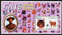 Somalia 2002 Domestic Cats of the World perf s/sheet #04 with Scout Logo & Baden Powell in background, fine cto used , stamps on cats, stamps on scouts