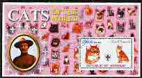 Somalia 2002 Domestic Cats of the World perf s/sheet #07 with Scout Logo & Baden Powell in background, fine cto used , stamps on cats, stamps on scouts