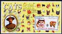Somalia 2002 Domestic Cats of the World perf s/sheet #09 with Scout Logo & Baden Powell in background, fine cto used , stamps on cats, stamps on scouts
