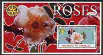 Somalia 2002 Roses #1 perf s/sheet (with Rotary Logo) fine cto used, stamps on flowers, stamps on roses, stamps on rotary