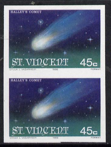St Vincent 1986 Halley's Comet 45c (Comet) imperf single as SG 973 unmounted mint, stamps on space, stamps on halley