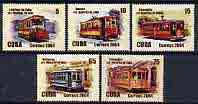 Cuba 2004 Trams perf set of 5 unmounted mint SG 4731-5, stamps on , stamps on  stamps on transport, stamps on  stamps on trams, stamps on  stamps on 